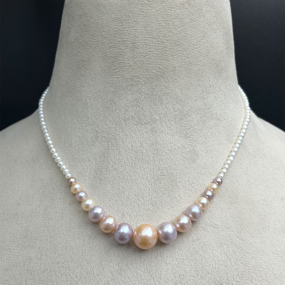 Beautiful Freshwater Pearl Necklace with Silver clasp and Tops