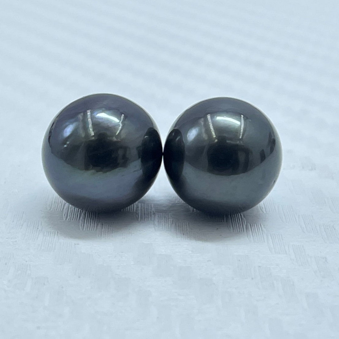 10.5 MM Size | Black | Round Shape | Natural Tahitian Pearl Pair | Good Luster | Saltwater Pearl |