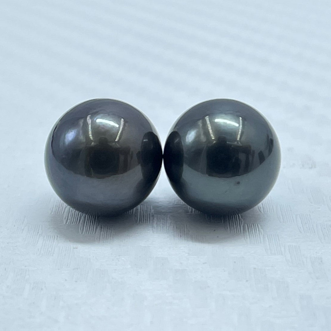 10.5 MM Size | Black | Round Shape | Natural Tahitian Pearl Pair | Good Luster | Saltwater Pearl |