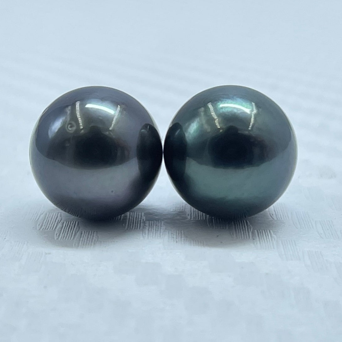 10 MM Size | Black | Round Shape | Natural Tahitian Pearl Pair | Good Luster | Saltwater Pearl |