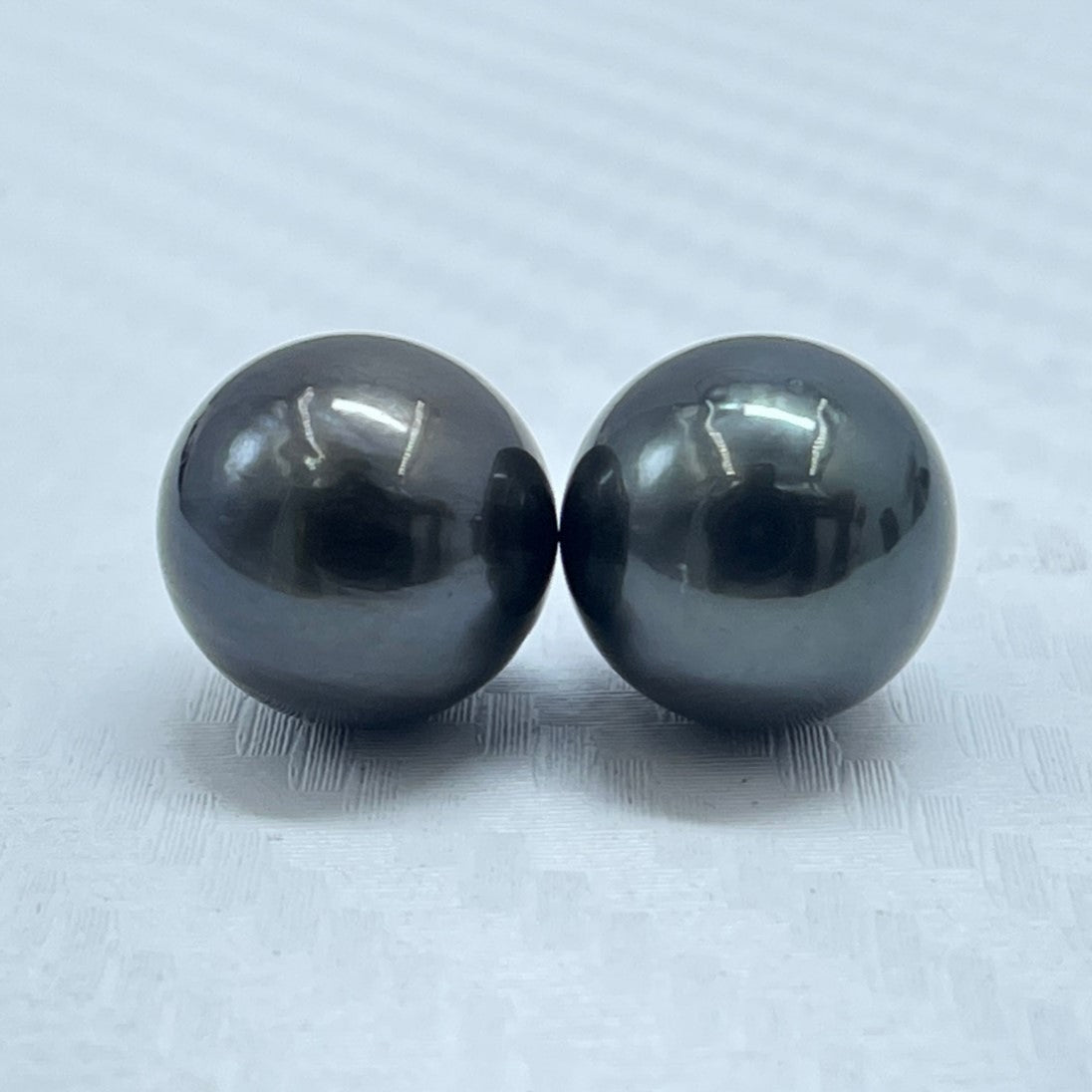 10.5 MM Size | Black | Round Shape | Natural Tahitian Pearl Pair | Good Luster | Saltwater Pearl |