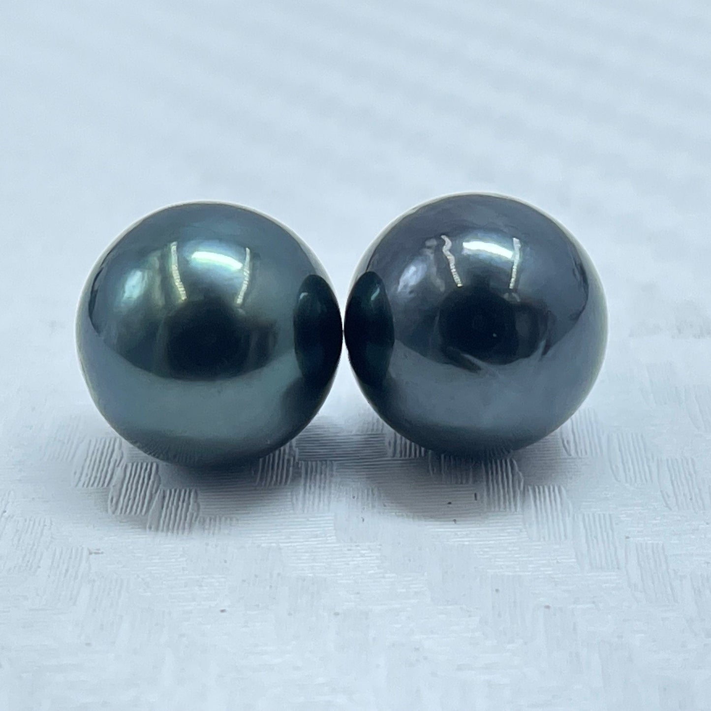 9.25 MM Size | Black | Round Shape | Natural Tahitian Pearl Pair | Good Luster | Saltwater Pearl |