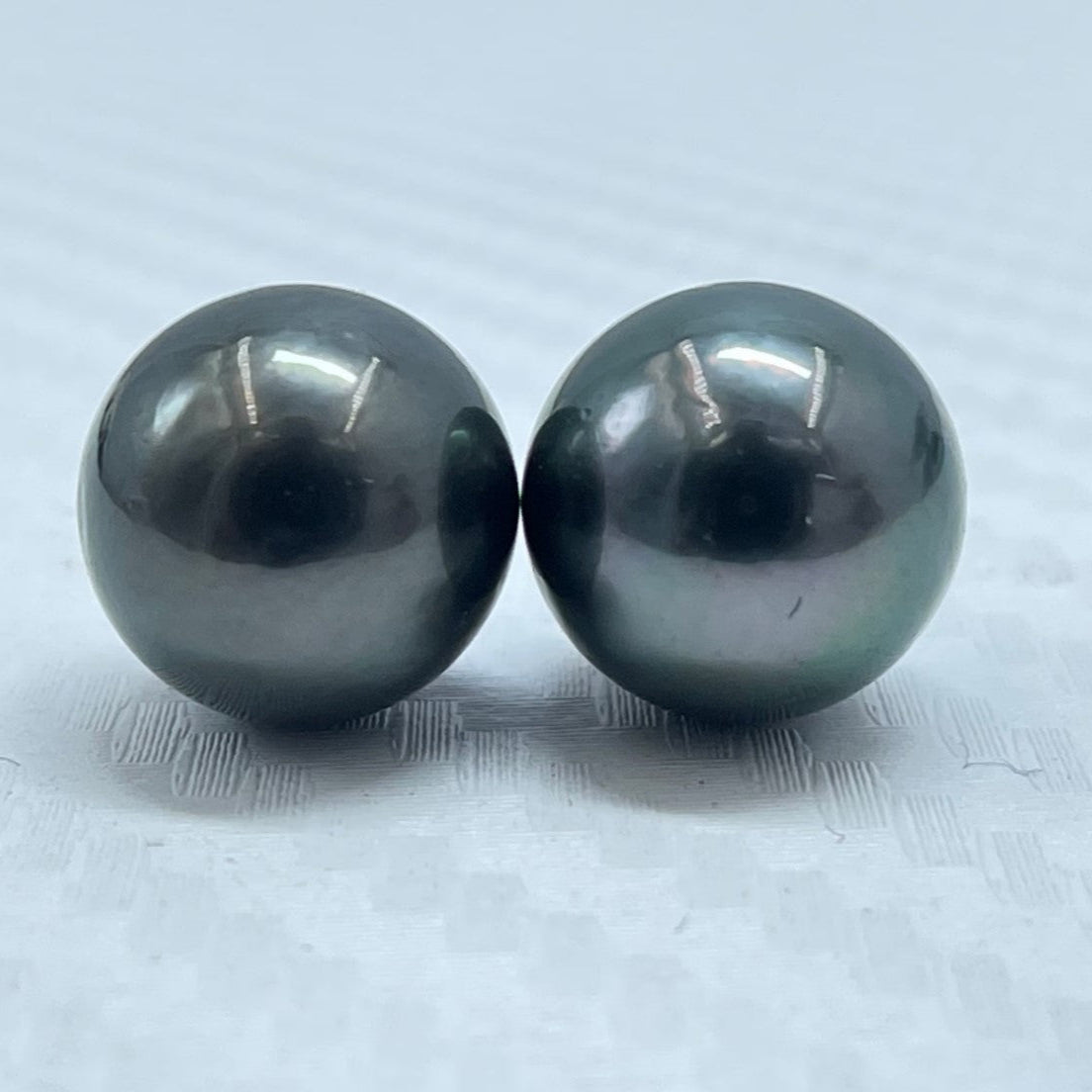 10.25 MM Size | Black | Round Shape | Natural Tahitian Pearl Pair | Good Luster | Saltwater Pearl |
