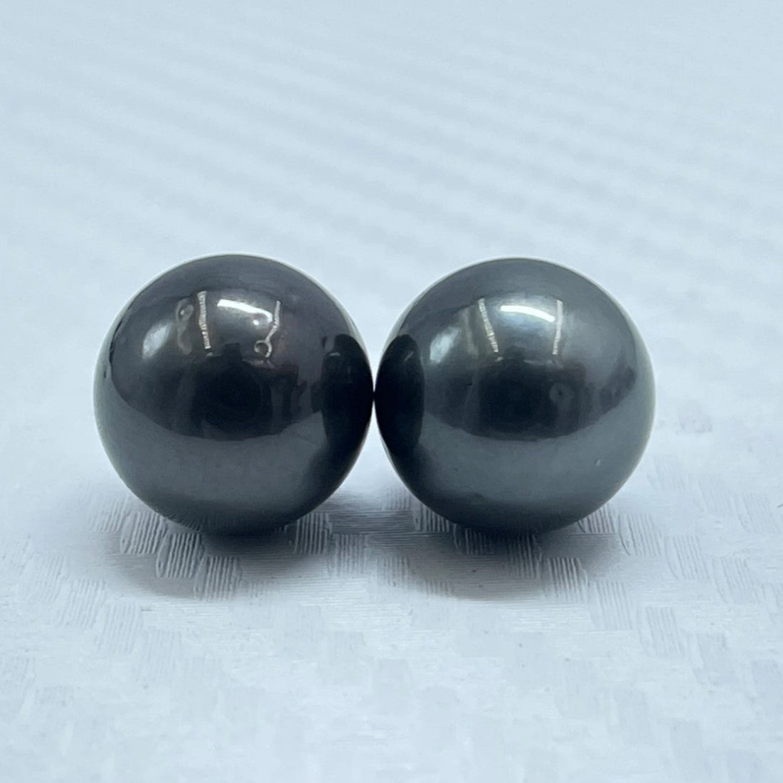 10.5 MM Size | Black | Round Shape | Natural Tahitian Pearl Pair | Good Luster | Saltwater Pearl |