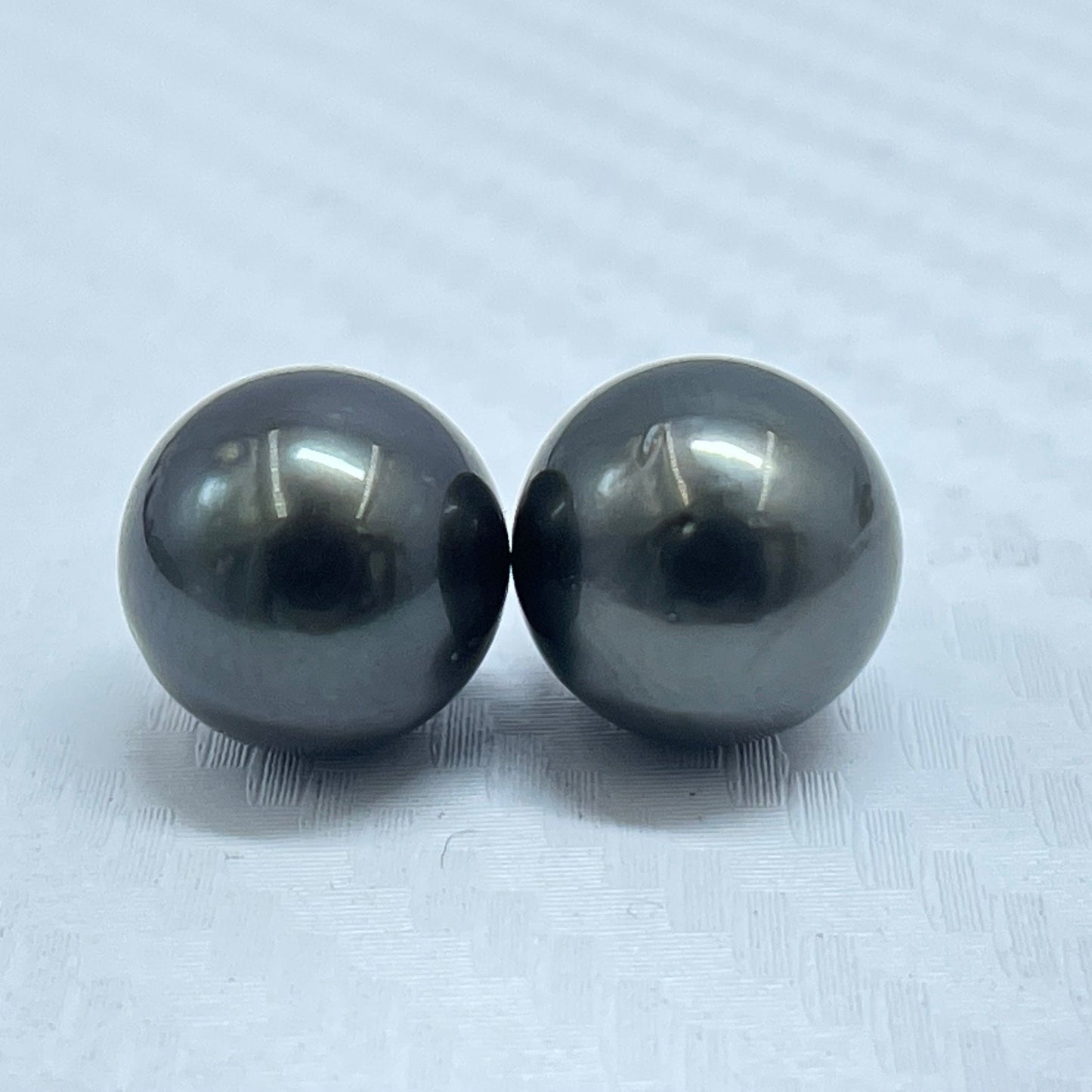 10.5 MM Size | Black | Round Shape | Natural Tahitian Pearl Pair | Good Luster | Saltwater Pearl |