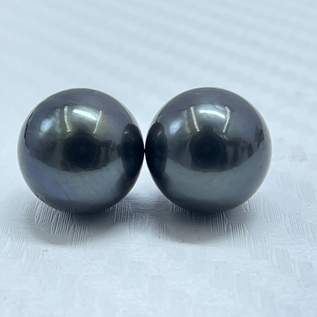10.5 MM Size | Black | Round Shape | Natural Tahitian Pearl Pair | Good Luster | Saltwater Pearl |