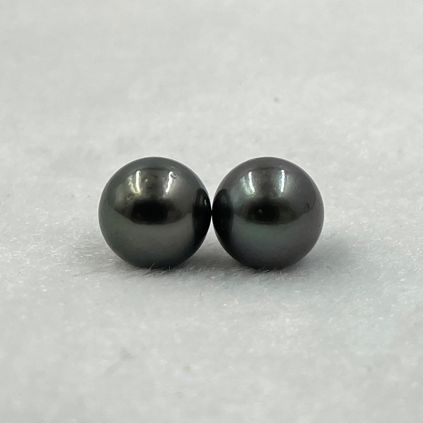 10.5 MM Size | Black | Round Shape | Natural Tahitian Pearl Pair | AA Luster | Saltwater Pearl |