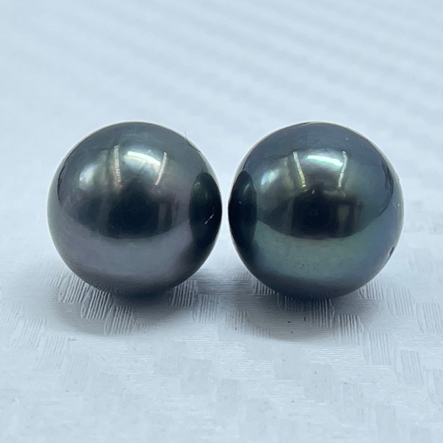 10.25 MM Size | Black Tone | Round Shape | Natural Tahitian Pearl Pair | Good Luster | Saltwater Pearl |