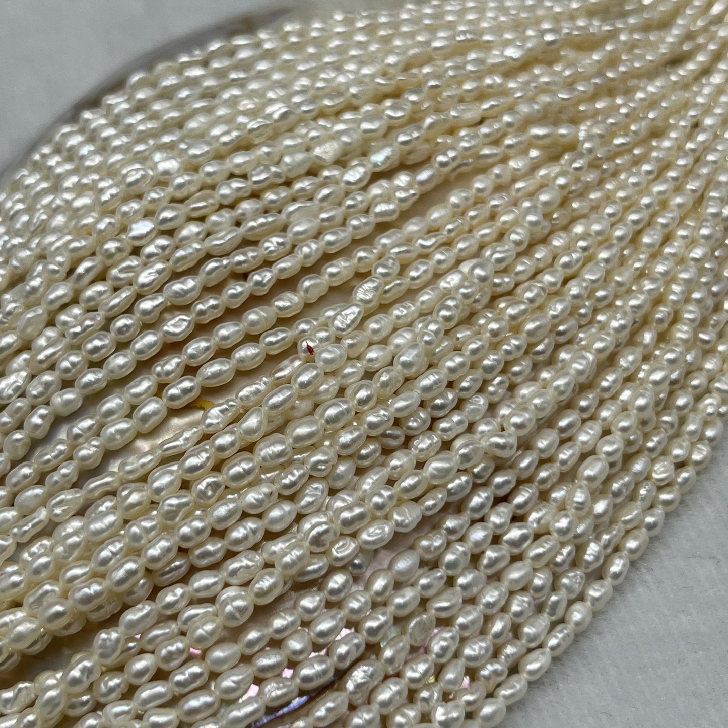 Fresh Water Pearl Cream Color, Rice Shape, AA Luster Pearl, 3 MM Size