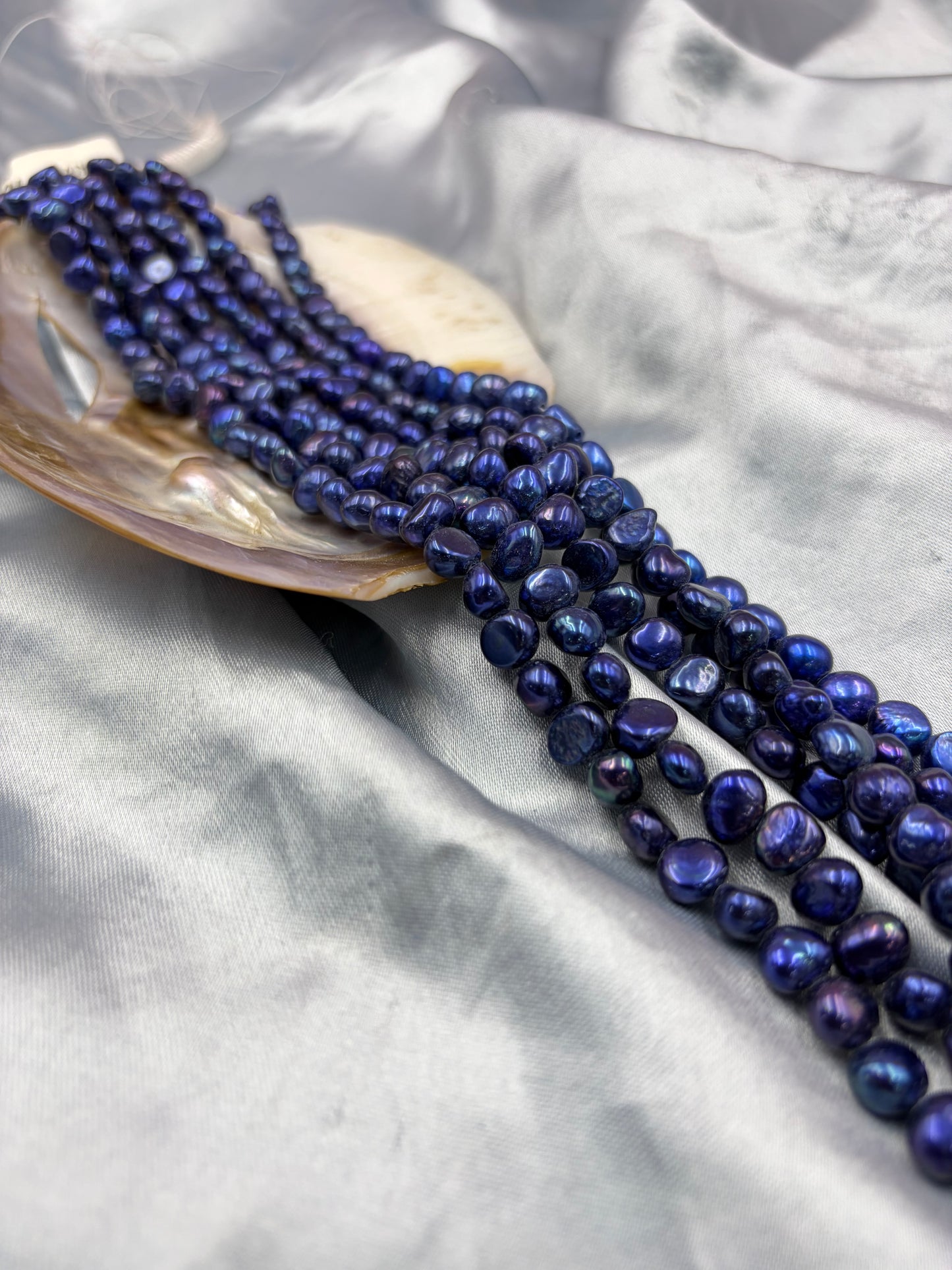 Freshwater Pearl , Blue Color, Tumble Shape, 7.5-8.5mm Size
