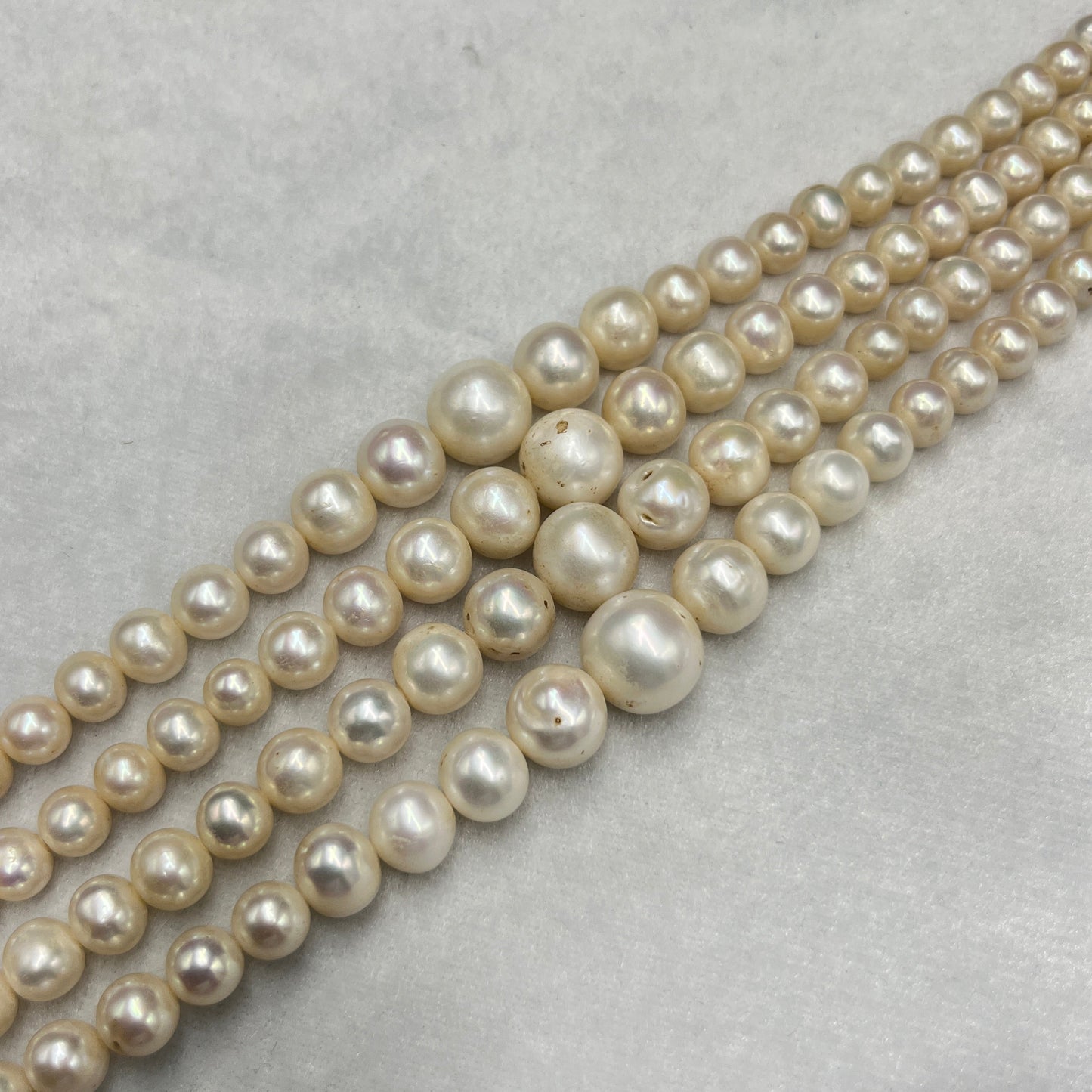 Fresh Water Pearl, Off White Color, Round Shape, 6-13mm MM Size