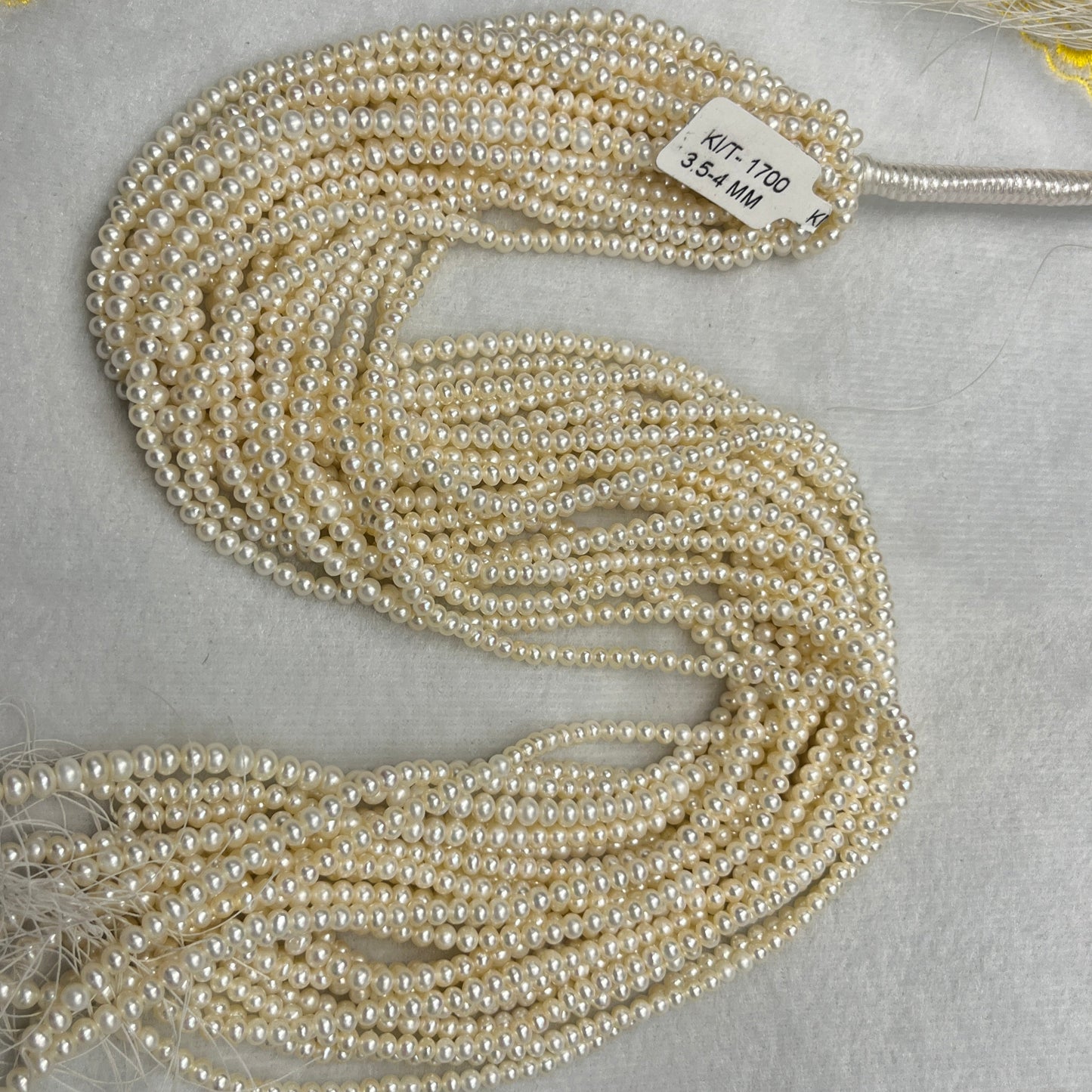 Fresh Water Pearl, Cream Color, Round Shape, 3.5-4 MM Size
