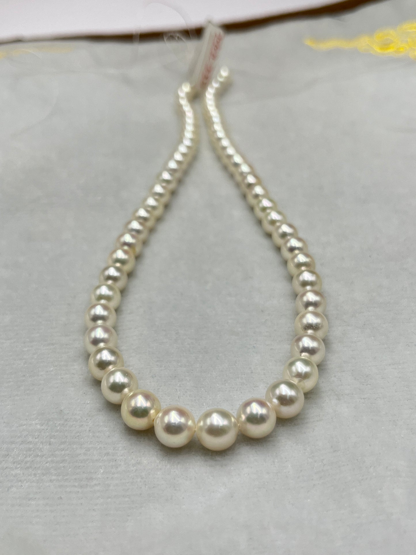 Akoya Pearl Off White Color, Round Shape, AAA Luster Pearl, 6.5-8.5 MM Size
