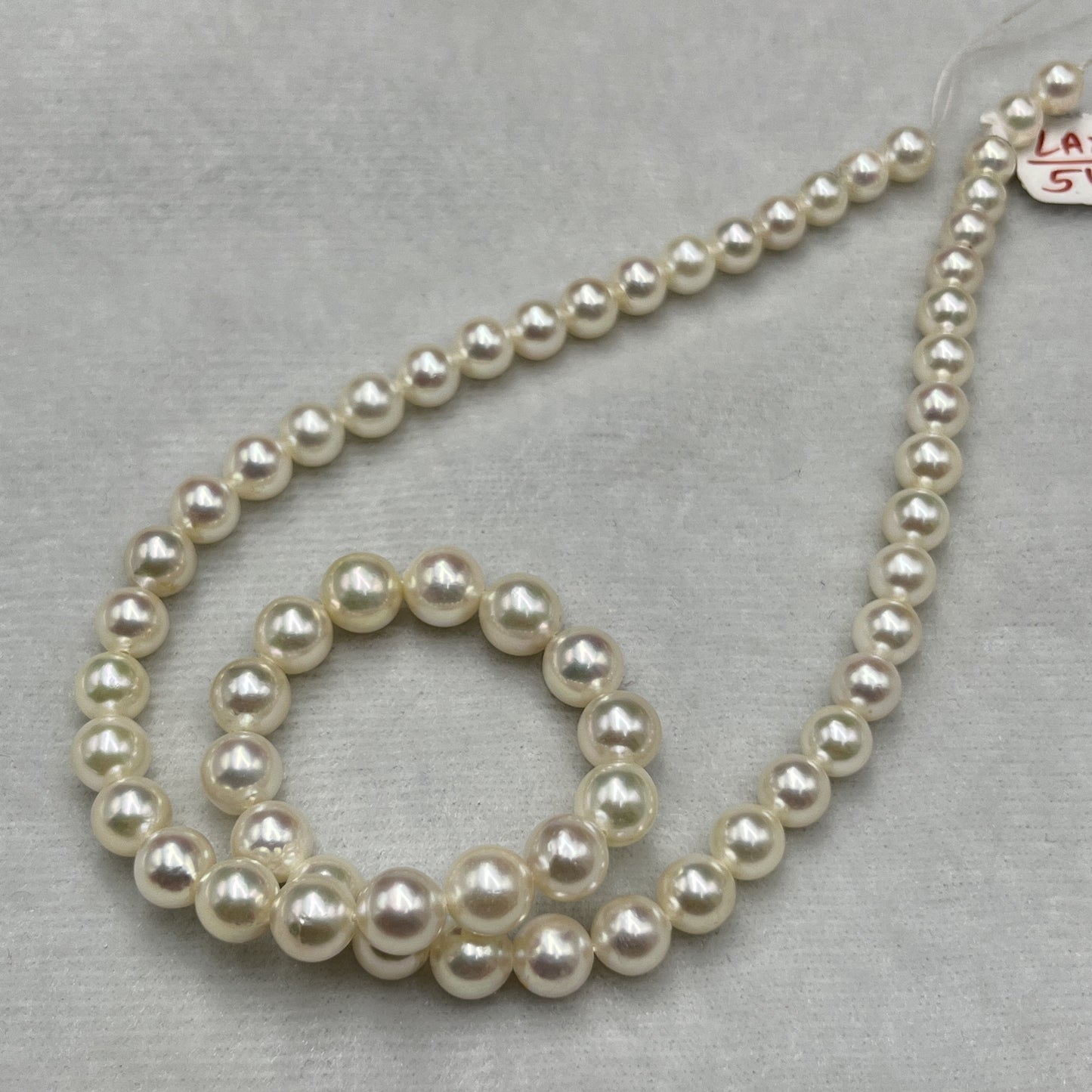Akoya Pearl Off White Color, Round Shape, AAA Luster Pearl, 6.5-8.5 MM Size