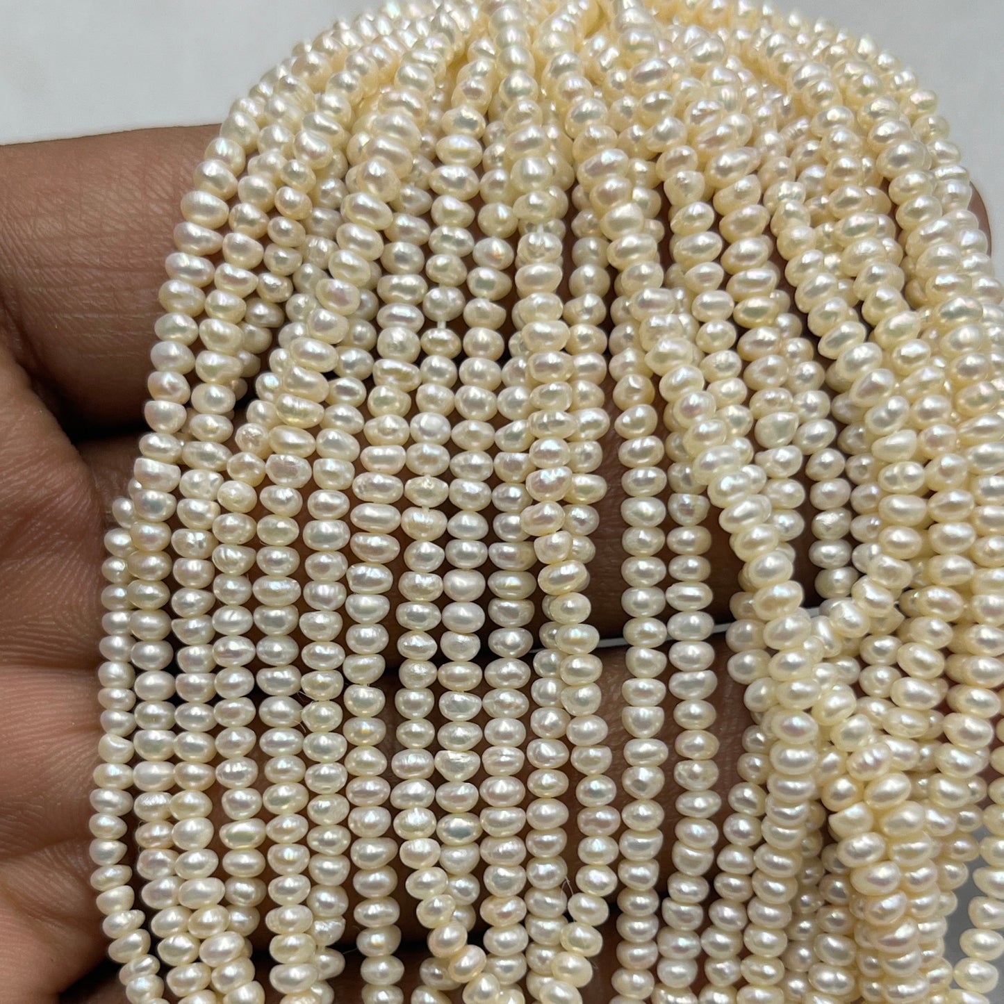 Fresh Water Pearl, Cream Color, Flat Shape, 2.75 MM Size