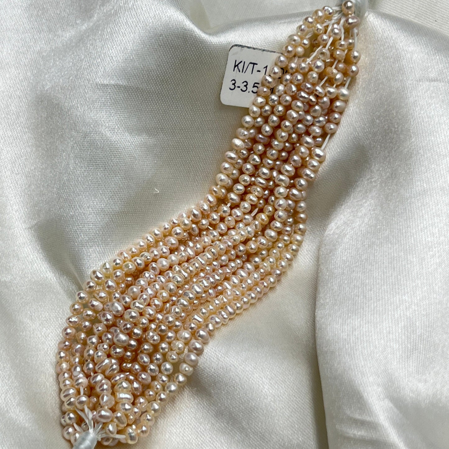Fresh Water Pearl Peach Color, Potato Shape, AA Luster Pearl, 3-3.5 MM Size