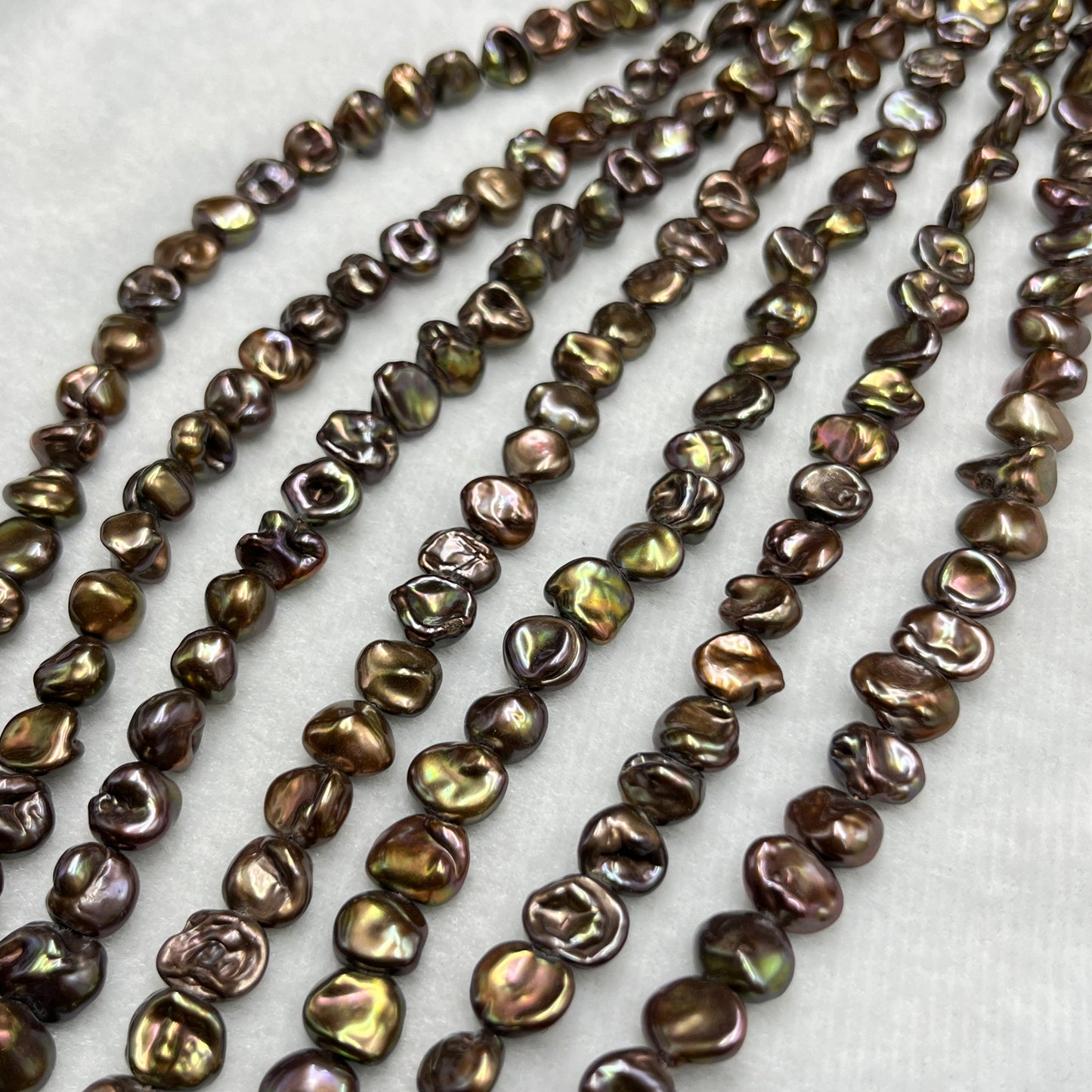 Fresh Water Pearl Brown / Dark Green , Fancy Shape, 9-10MM Size