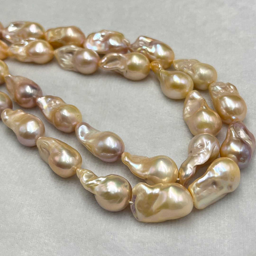 Fresh Water Pearl, Peach Color, Baroque Shape, 14*21 MM Size
