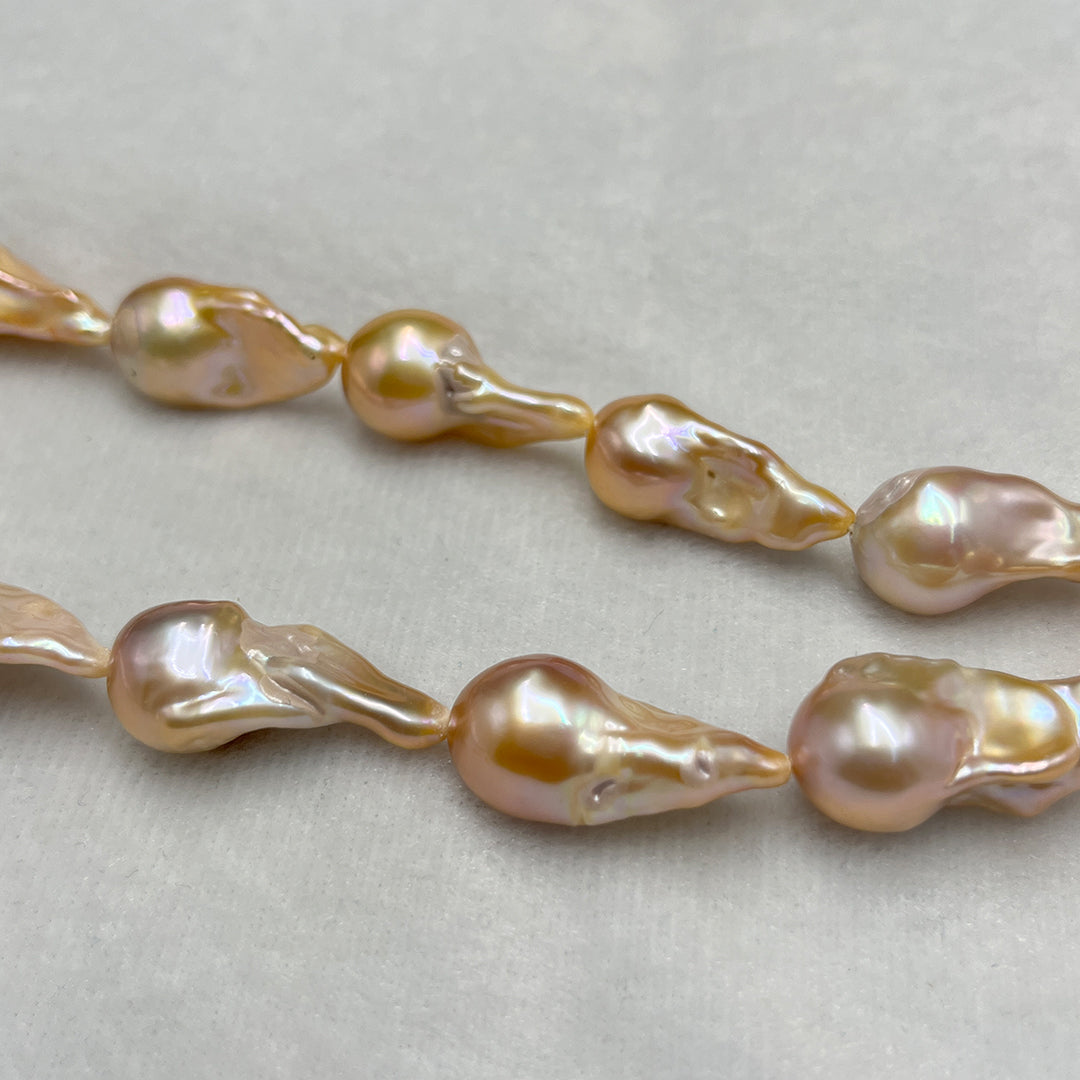 Fresh Water Pearl, Peach Color, Baroque Shape, 14*21 MM Size