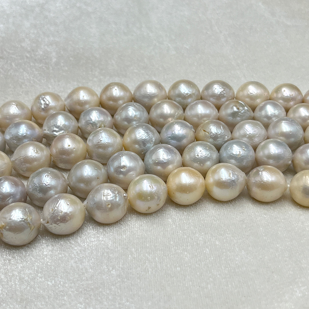 Fresh Water Pearl, Cream Color, Round Shape, 12-13.5 MM Size