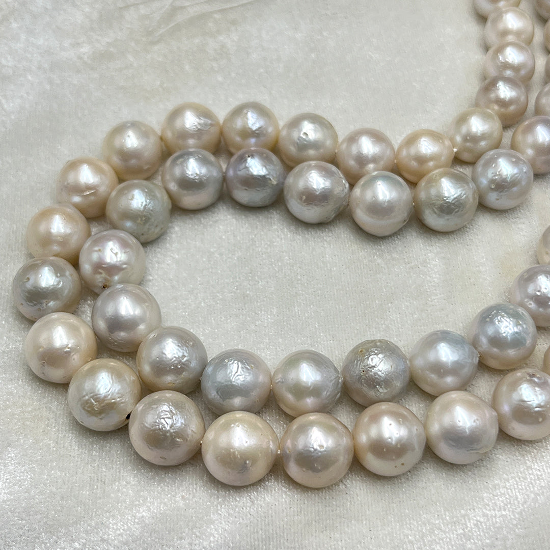 Fresh Water Pearl, Cream Color, Round Shape, 12-13.5 MM Size