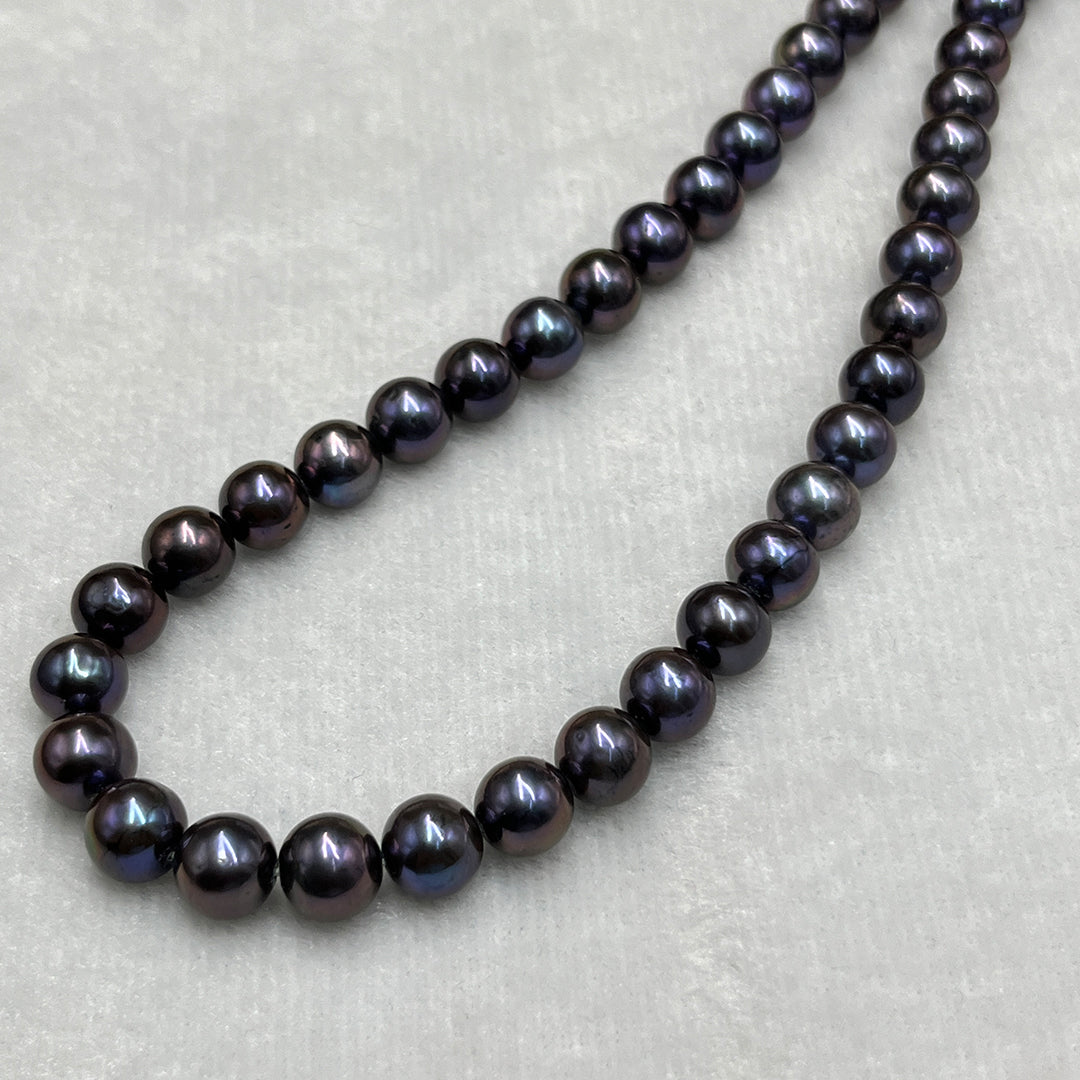 Fresh Water Pearl, Dark Purple Color, Round Shape, 7.5-8 MM Size