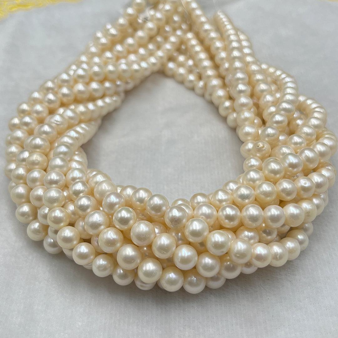 Fresh Water Pearl, Cream Color, Near Round Shape, 7-8 MM Size