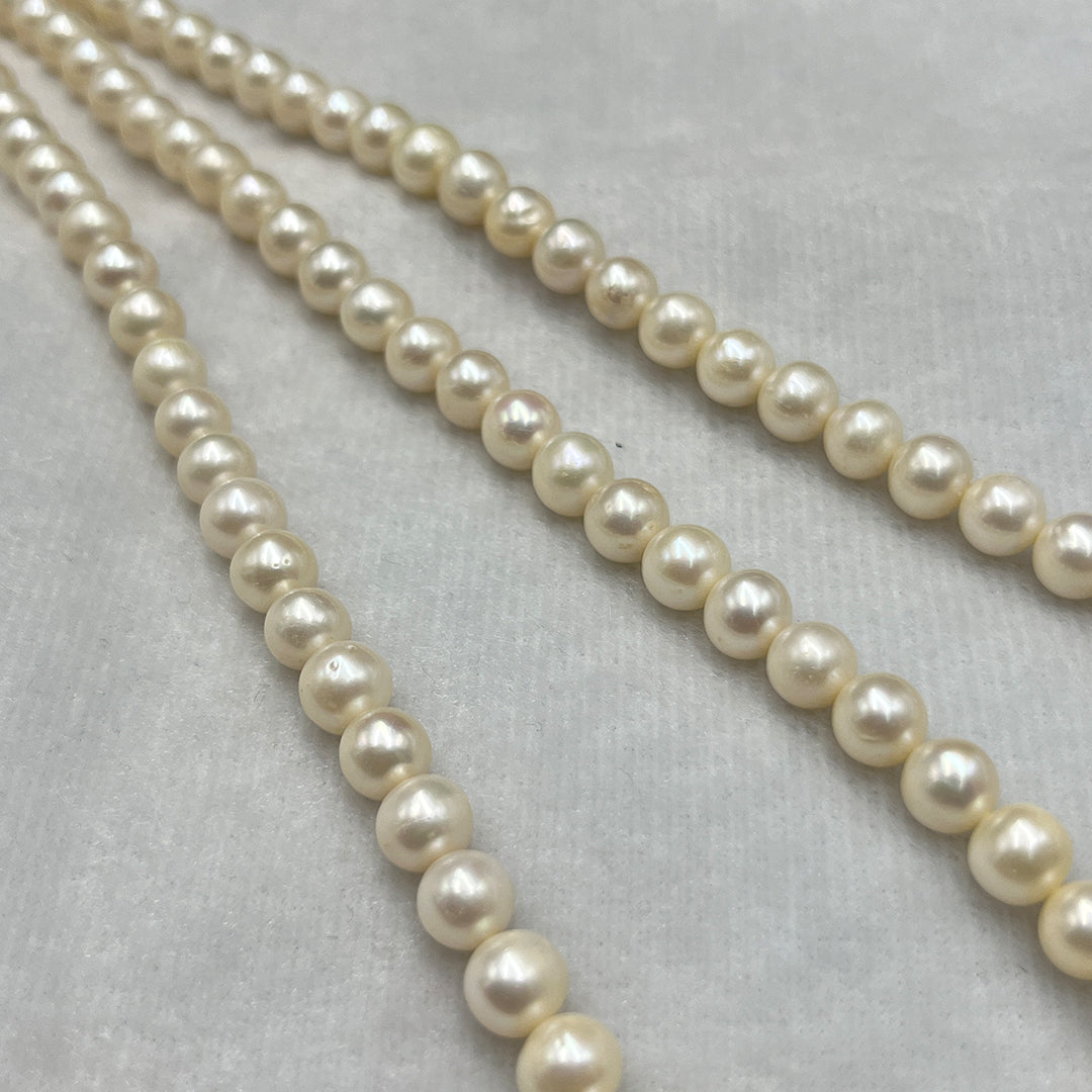 Fresh Water Pearl, Cream Color, Near Round Shape, 7-8 MM Size