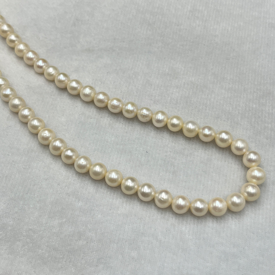 Fresh Water Pearl, Cream Color, Near Round Shape, 7-8 MM Size