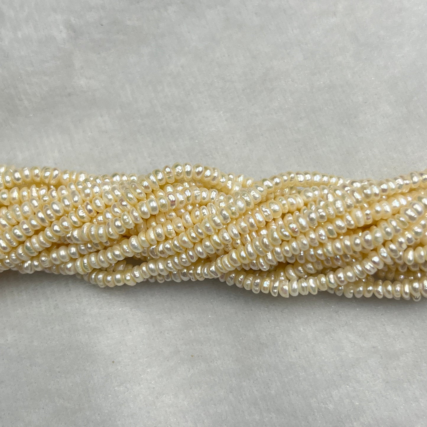 Fresh Water Pearl, Cream Round Shape, 3 MM Size, AA Luster Pearl, 5 Inch Length