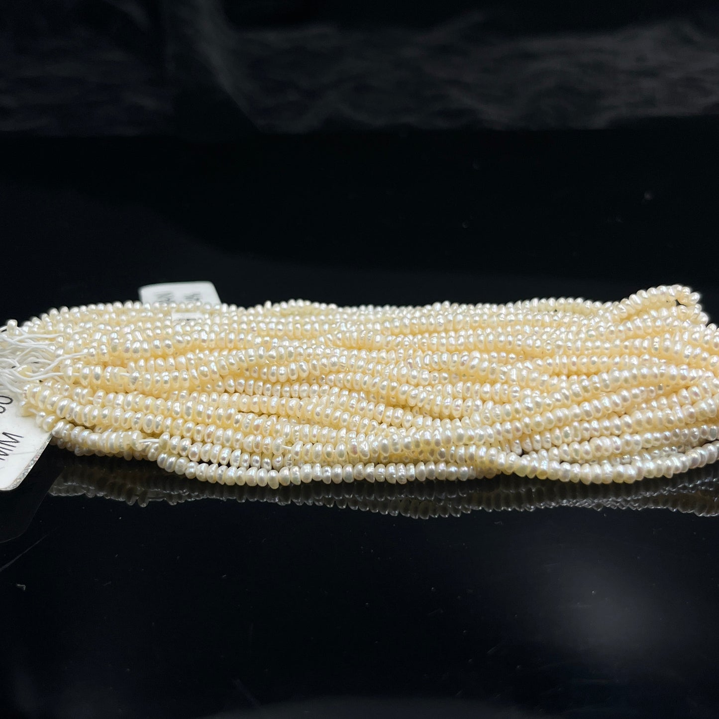 Fresh Water Pearl, Cream Round Shape, 3 MM Size, AA Luster Pearl, 5 Inch Length