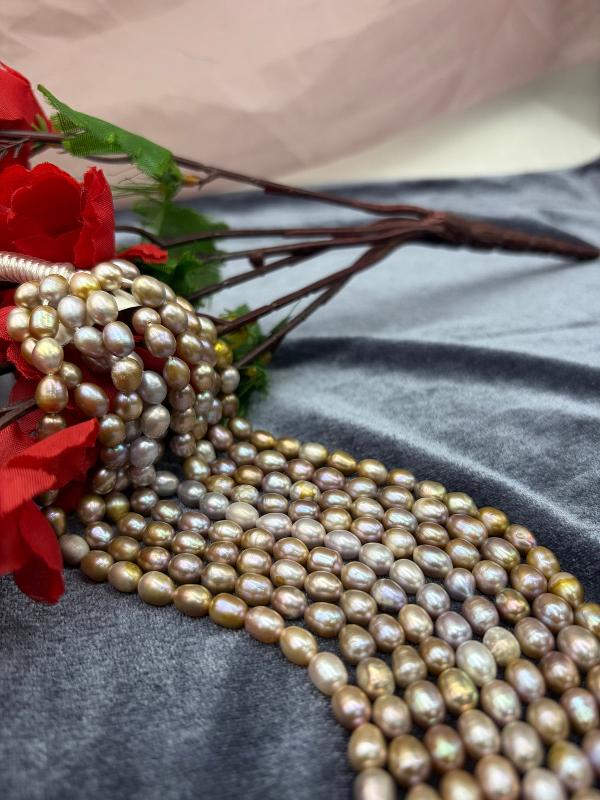Freshwater Pearl, Multi Color, Rice Shape, 7- 7.5mm Size