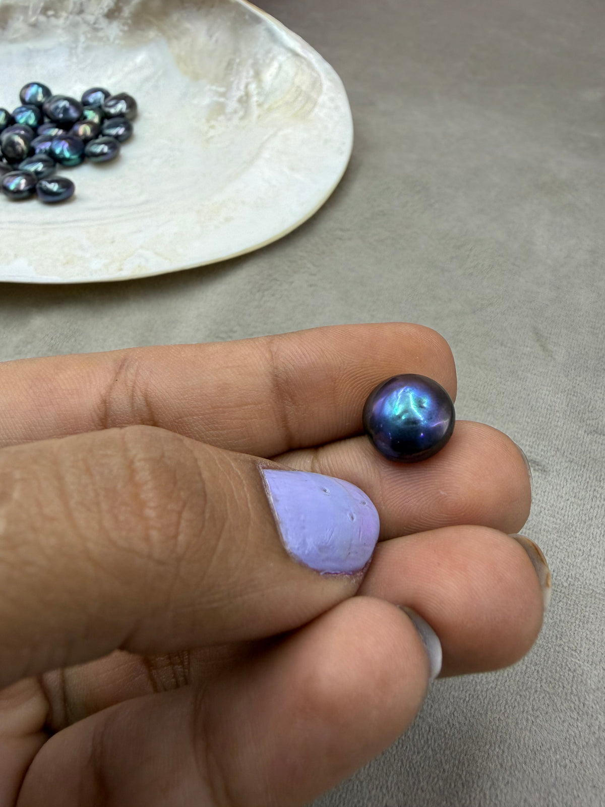 Fresh Water Loose Pearl, Peacock Color, Coin Shape, 10 MM Size
