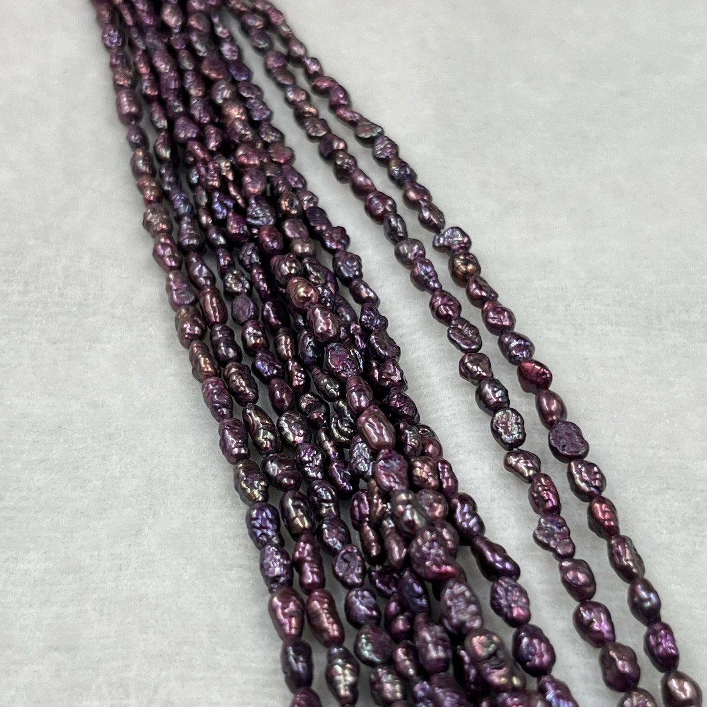 Freshwater Pearl, Dark Purple Color, Rice Shape, 3-3.5 MM Size