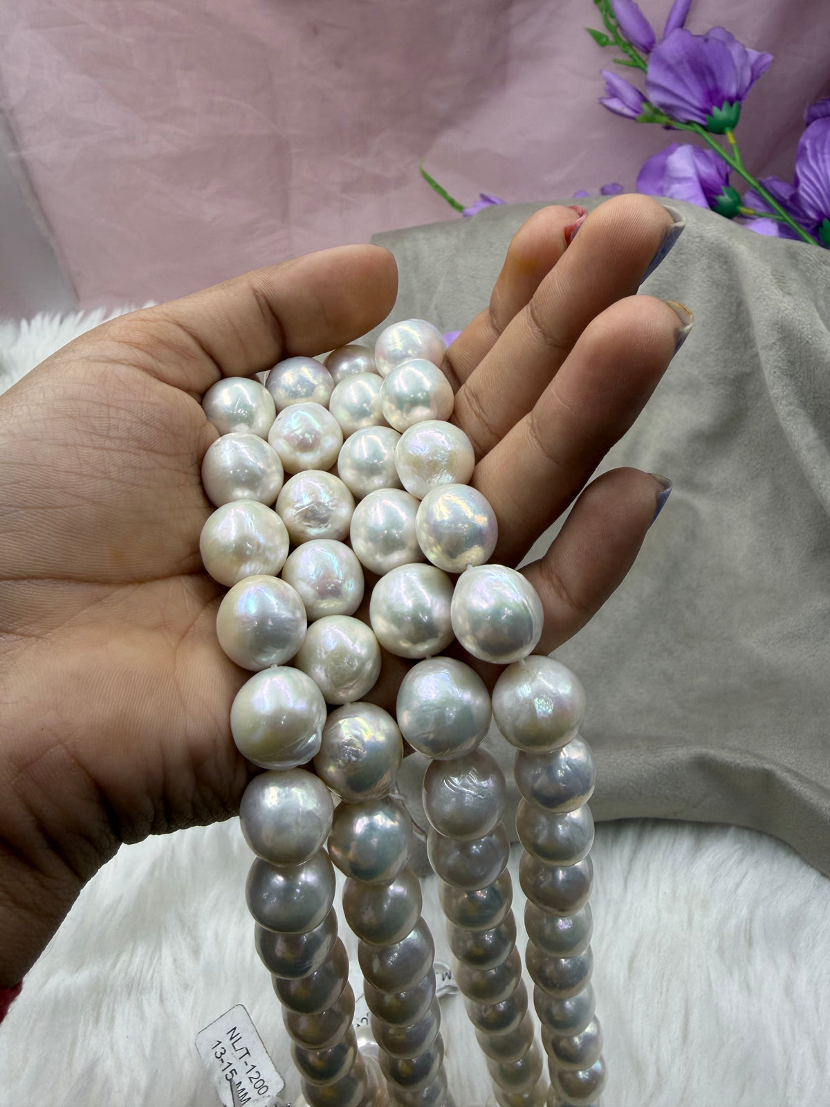 Freshwater Pearl , White Color, Round Shape, 13-15 m Size