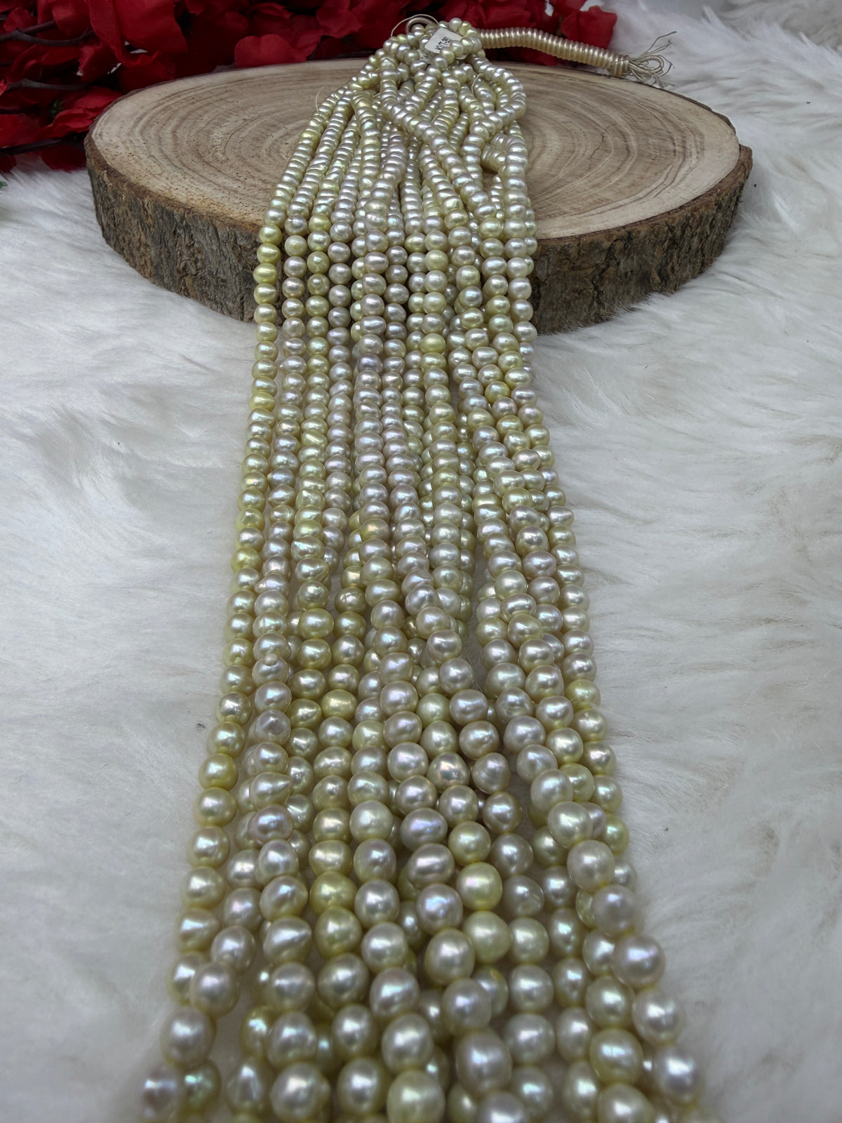Freshwater Pearl, Green Color, Potato Shape, 5mm Size