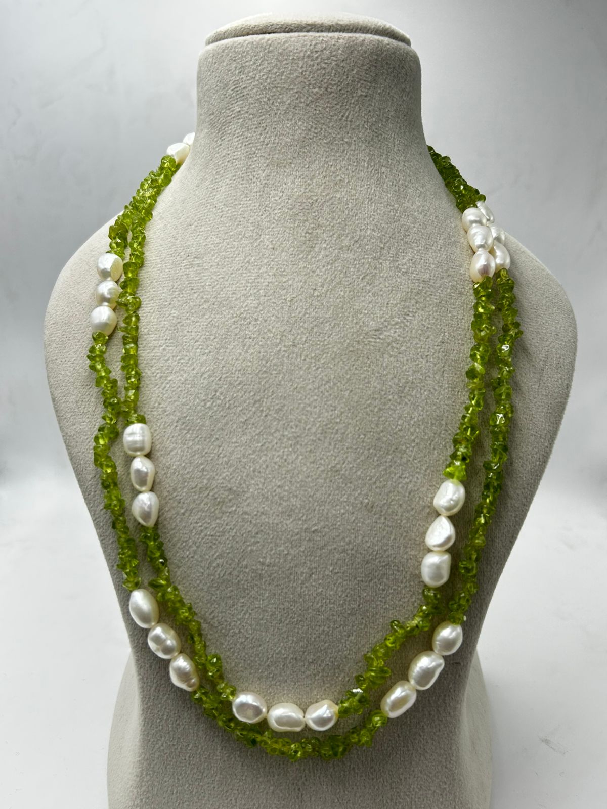 Peridot & Freshwater Pearl Necklace | Natural Green Gemstone Jewelry | Elegant Handmade Necklace