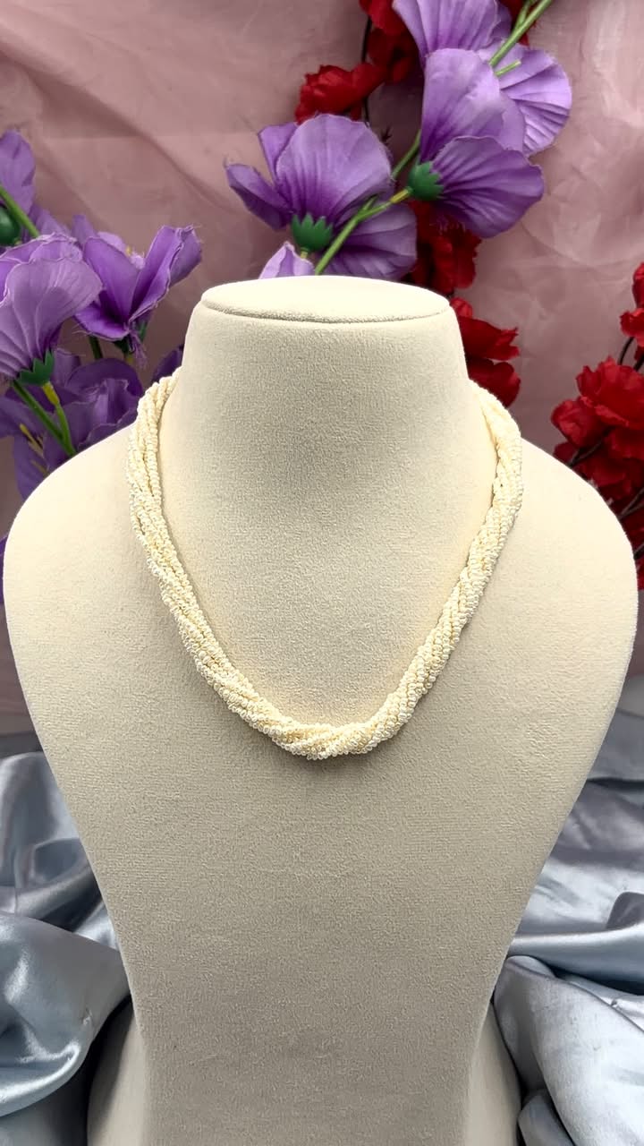 Freshwater Pearl Twisted Necklace | Elegant Twisted Pearl Statement Necklace | Handmade Pearl Jewelry | Bridal & Party Wear Necklace