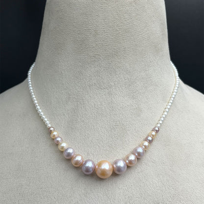 Beautiful Freshwater Pearl Necklace with Silver clasp and Tops