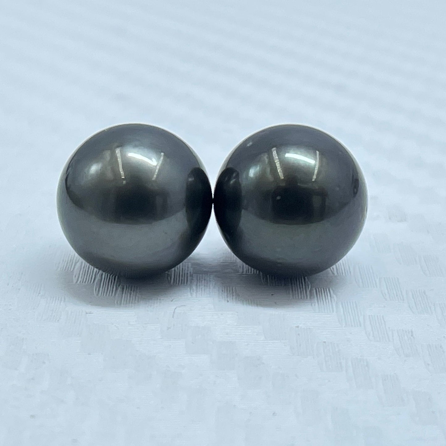 10.5 MM Size | Black | Round Shape | Natural Tahitian Pearl Pair | Good Luster | Saltwater Pearl |