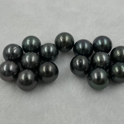 10.25 MM Size | Black | Round Shape | Natural Tahitian Pearl Pair | Good Luster | Saltwater Pearl |
