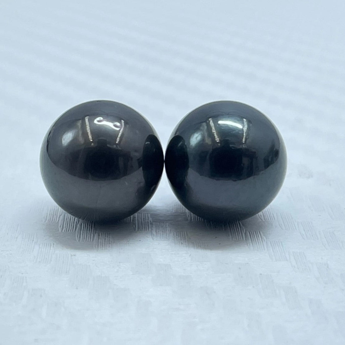 10.5 MM Size | Black | Round Shape | Natural Tahitian Pearl Pair | Good Luster | Saltwater Pearl |