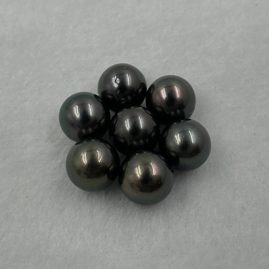 8.80-9MM Size | Black | Round Shape | Natural Tahitian Pearl Pair | Good Luster | Saltwater Pearl |