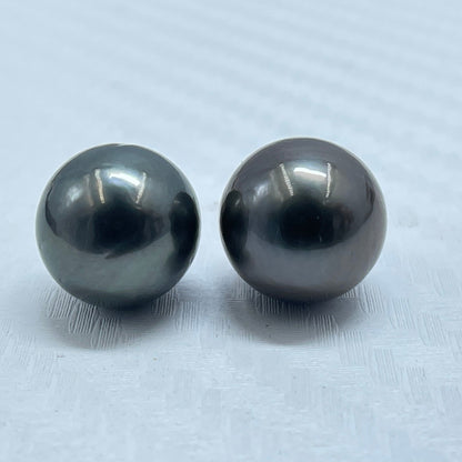 10 MM Size | Black | Round Shape | Natural Tahitian Pearl Pair | Good Luster | Saltwater Pearl |
