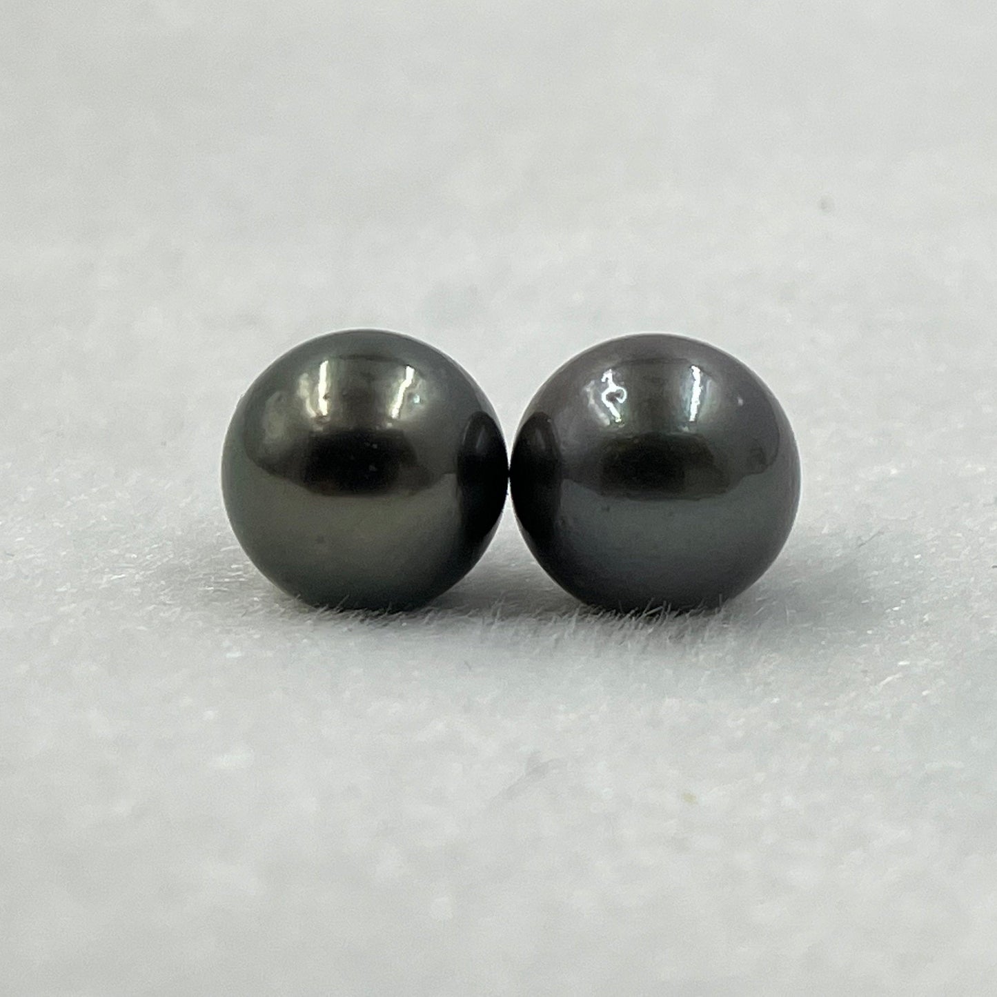 10.5 MM Size | Black | Round Shape | Natural Tahitian Pearl Pair | AA Luster | Saltwater Pearl |
