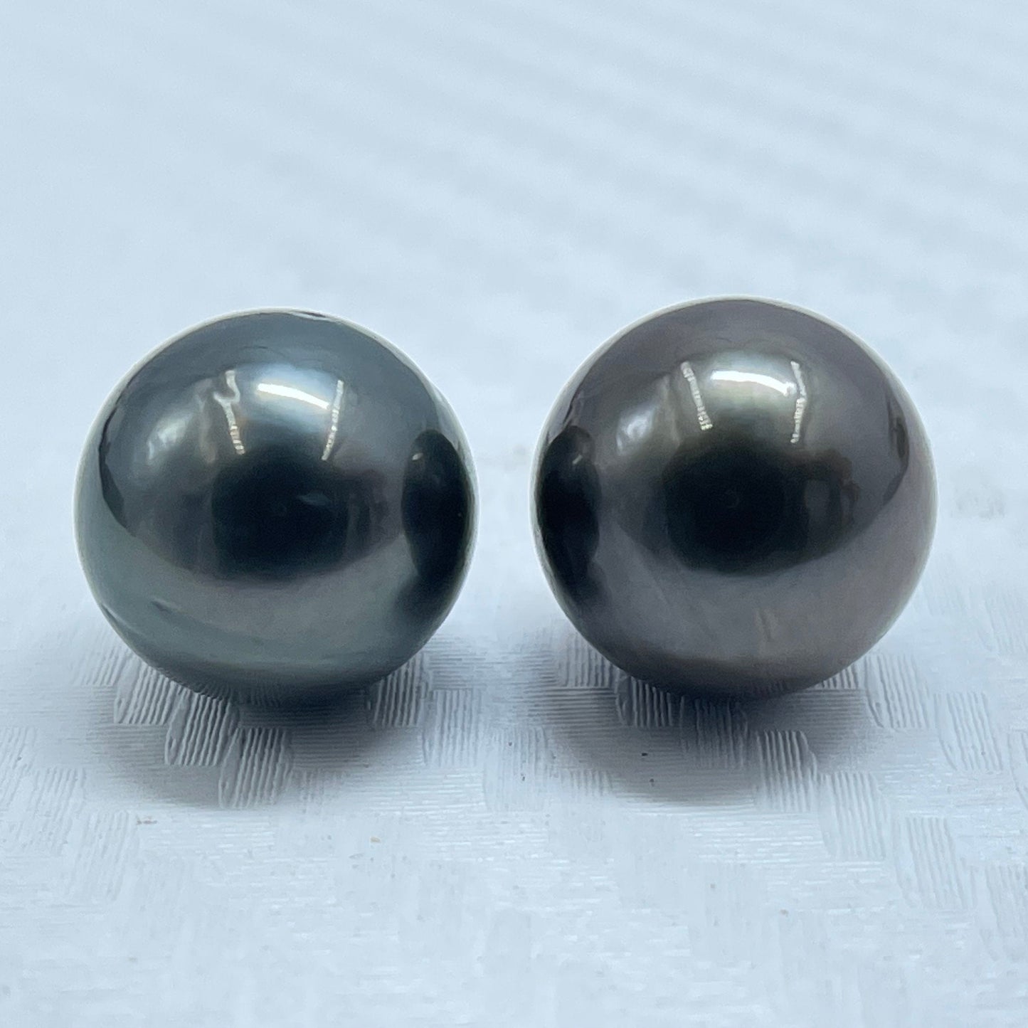 10 MM Size | Black | Round Shape | Natural Tahitian Pearl Pair | Good Luster | Saltwater Pearl |
