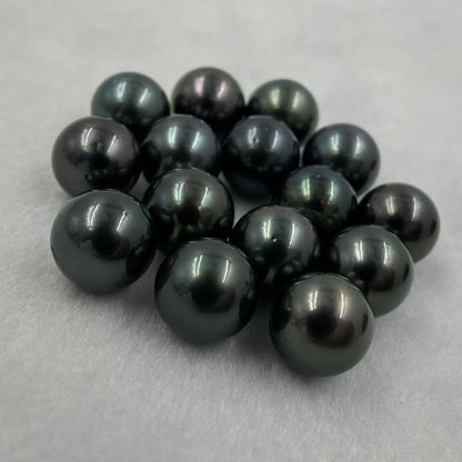 10.25 MM Size | Black | Round Shape | Natural Tahitian Pearl Pair | Good Luster | Saltwater Pearl |