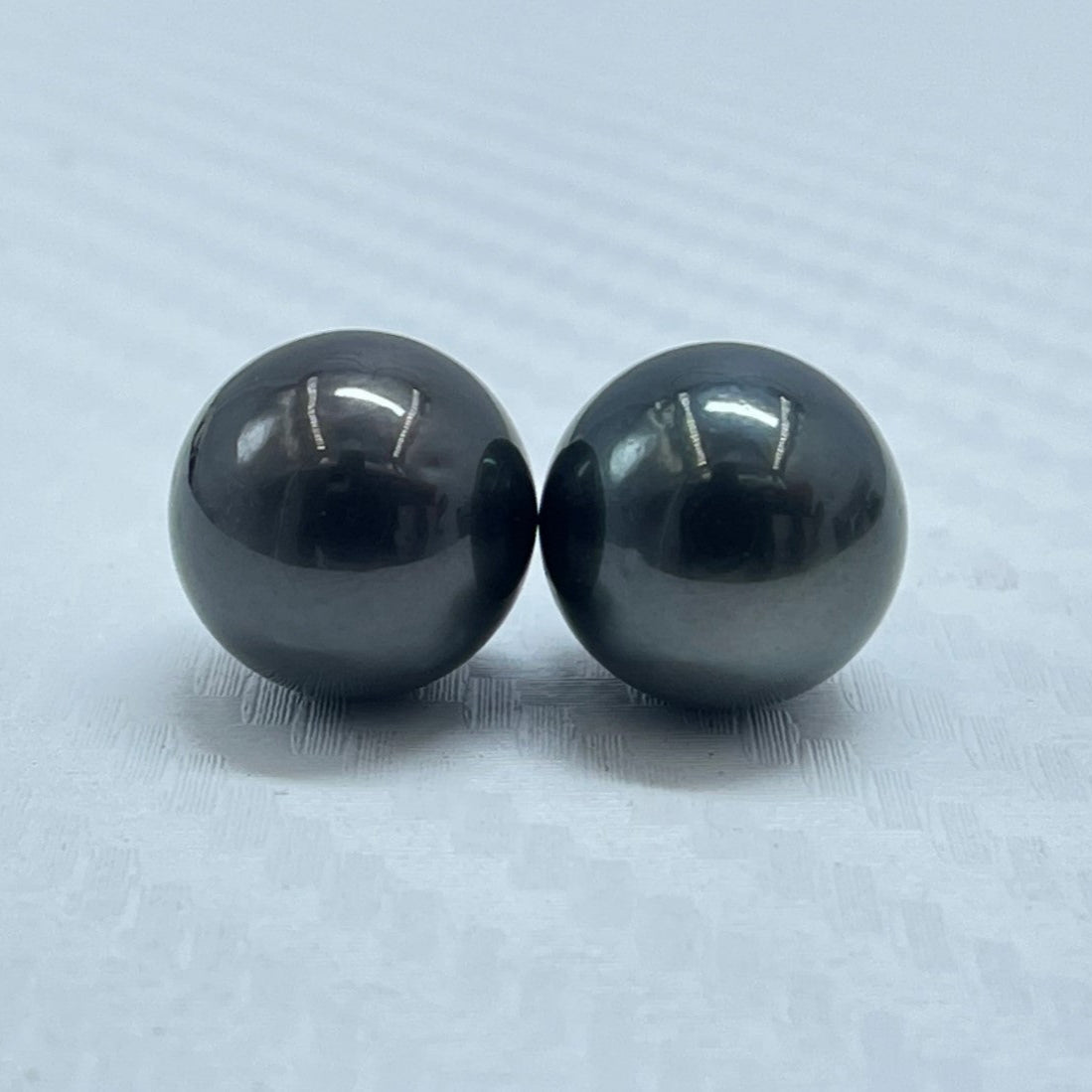 10.5 MM Size | Black | Round Shape | Natural Tahitian Pearl Pair | Good Luster | Saltwater Pearl |
