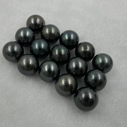 10.25 MM Size | Black | Round Shape | Natural Tahitian Pearl Pair | Good Luster | Saltwater Pearl |