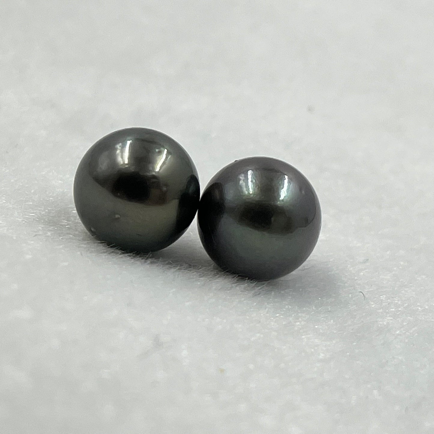 10.25 MM Size | Black | Round Shape | Natural Tahitian Pearl Pair | Good Luster | Saltwater Pearl |